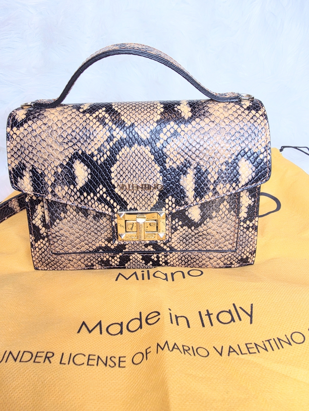 Valentino By Mario Valentino Titti Python Embossed Leather Top-Handle/Crossbody - Picture 11 of 13
